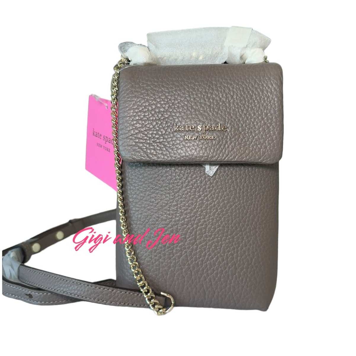 Kate Spade Veronica North South Crossbody / Cell Phone Bag In Mineral Grey